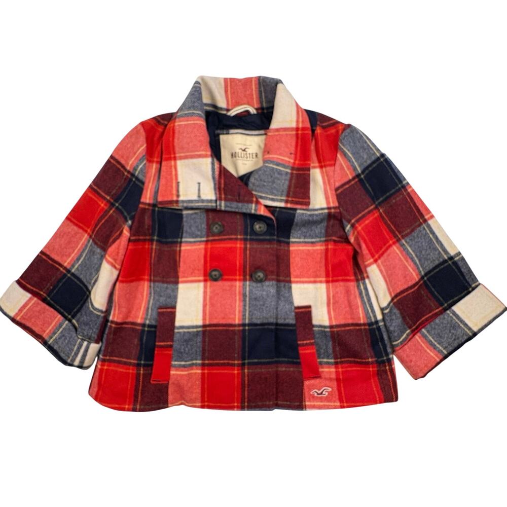 Hollister Vintage Y2K Plaid Swing Peacoat Women's M Red Flannel